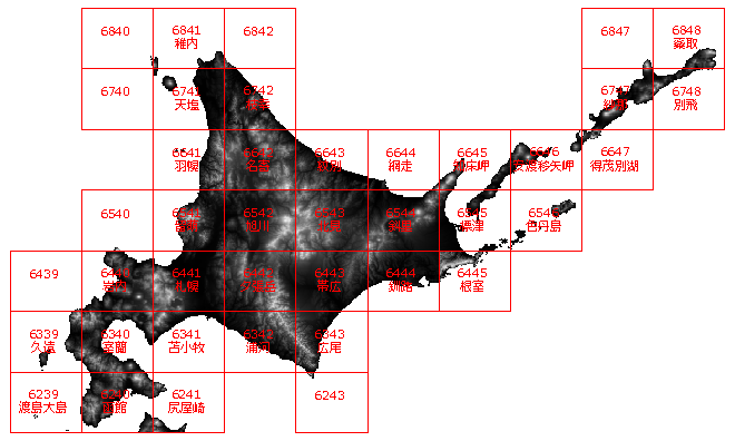 10mメッシュ（標高）北海道