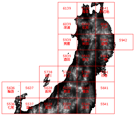 10mメッシュ（標高）東北・北陸